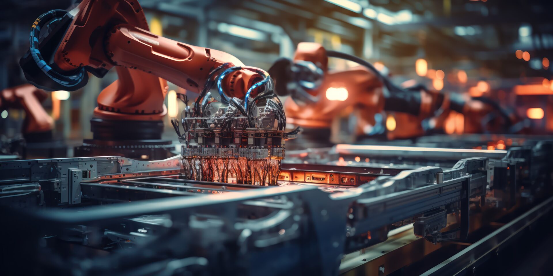 Automotive assembly line, precision and automation.