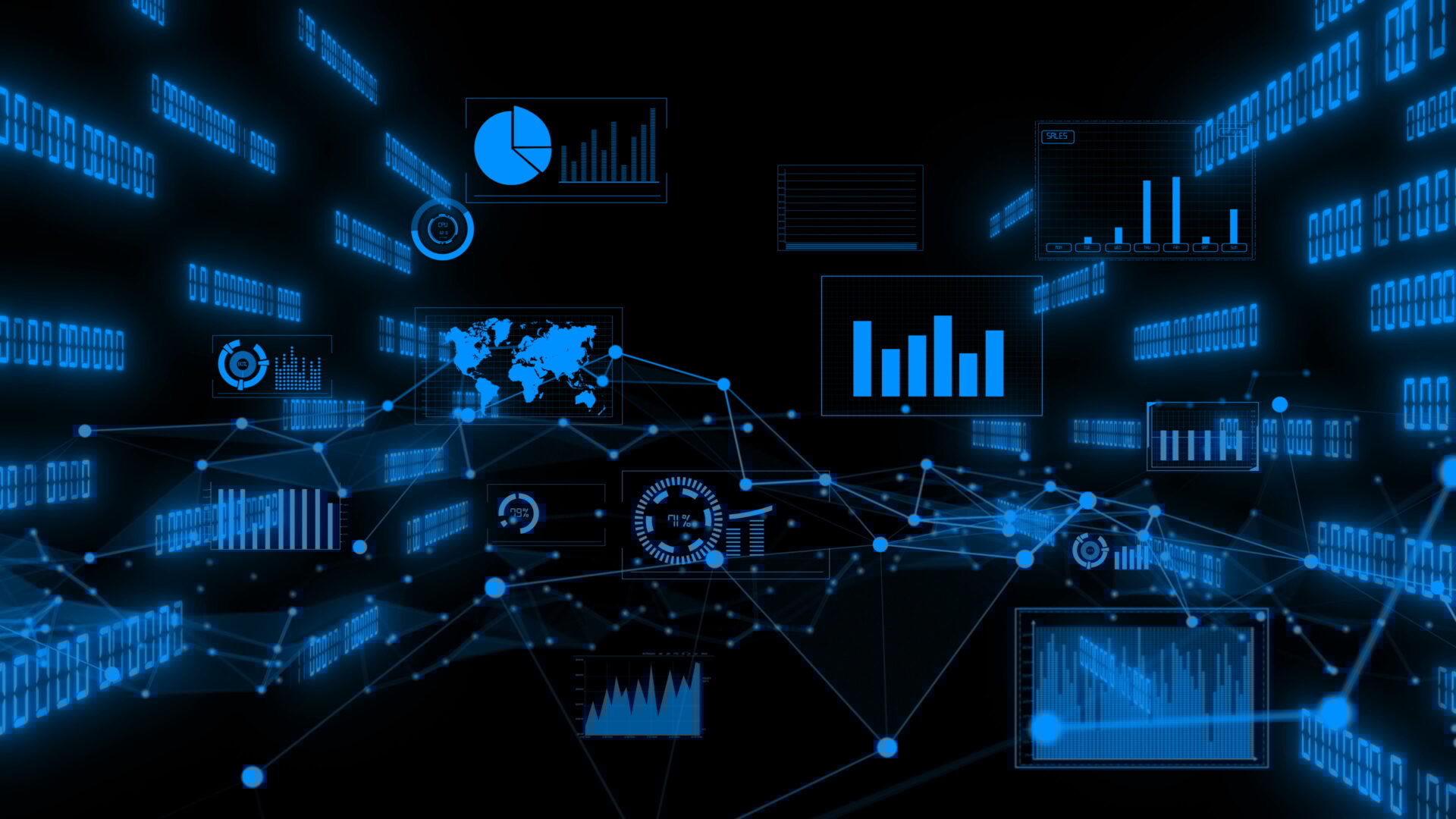 Business data and financial figures visualiser graphic